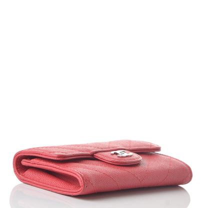 Chanel Caviar Chevron Quilted Card Holder Wallet Light Red 4 of 13