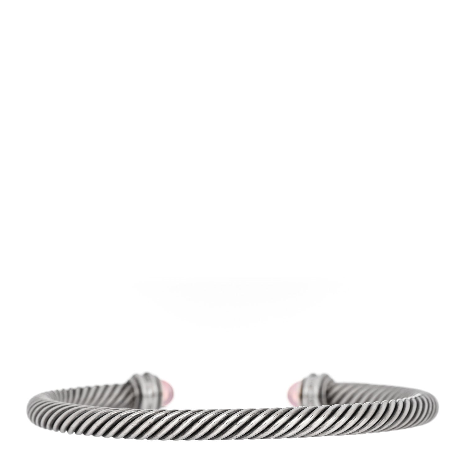 David Yurman Sterling Silver Diamond Rose Quartz 5mm Cable Classics Bracelet 2 of 3