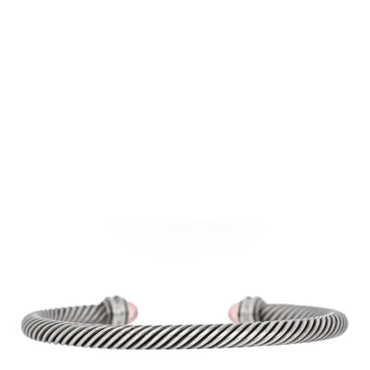 David Yurman Sterling Silver Diamond Rose Quartz 5mm Cable Classics Bracelet 2 of 3
