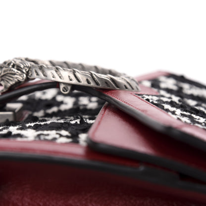 Gucci Tweed GG Monogram Small Dionysus Shoulder Bag Black White Romantic Cherry 12 of 14