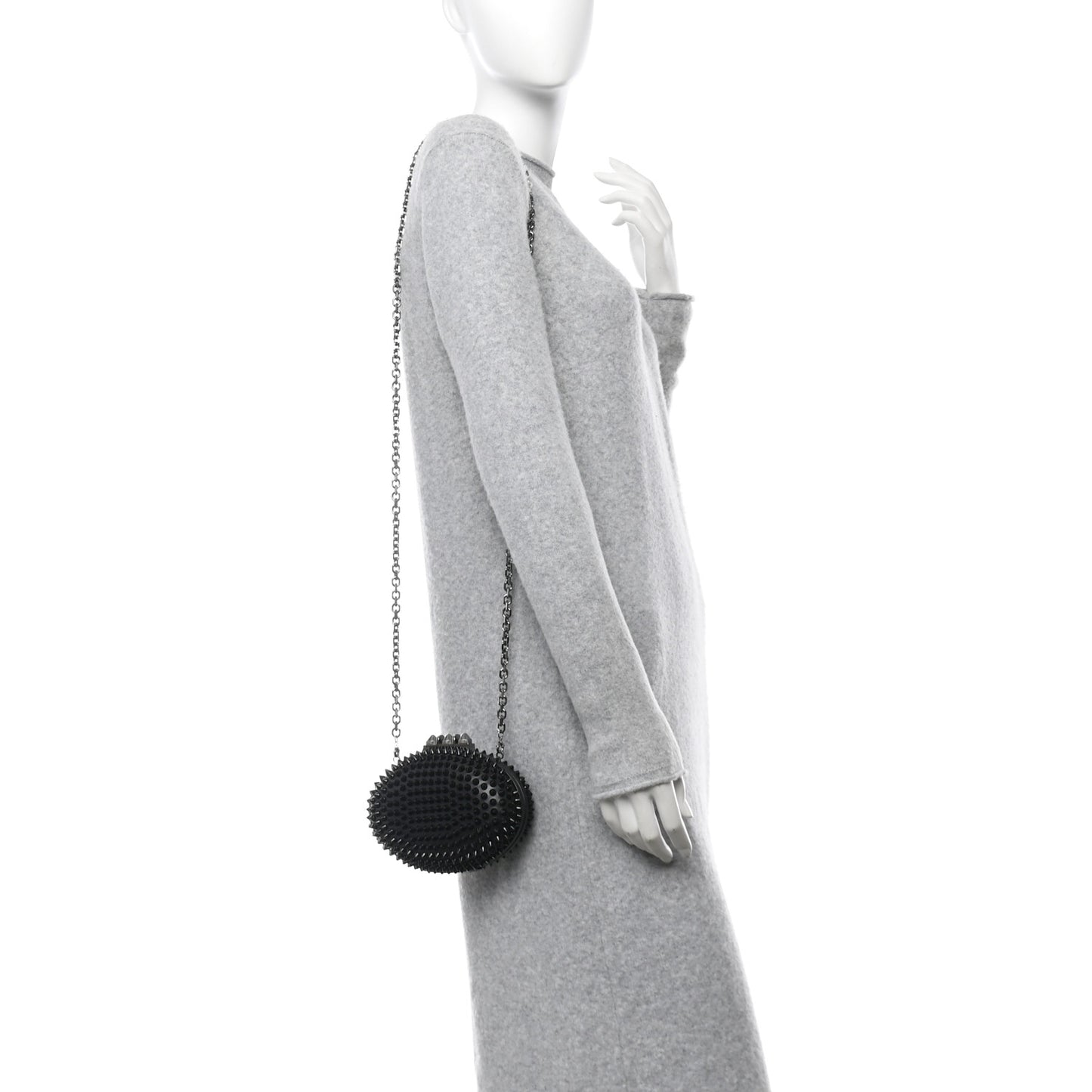 Calfskin Spikes Mina Chain Clutch Black