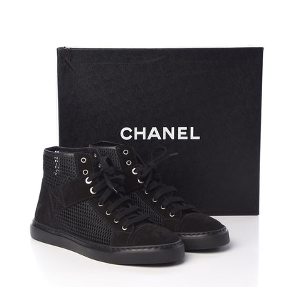 Chanel Mesh Suede High Top Sneakers 35.5 Black 7 of 7
