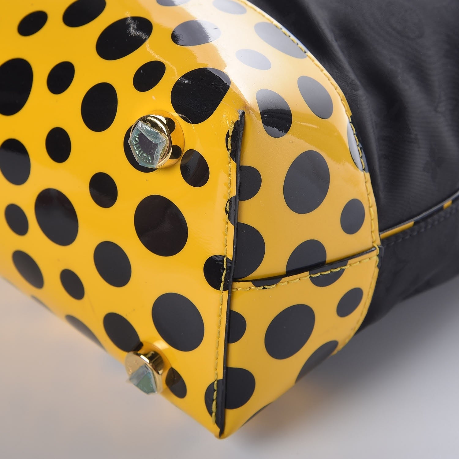Louis Vuitton Nylon Monogram Kusama Infinity Dots Lockit GM Black Yellow 10 of 10