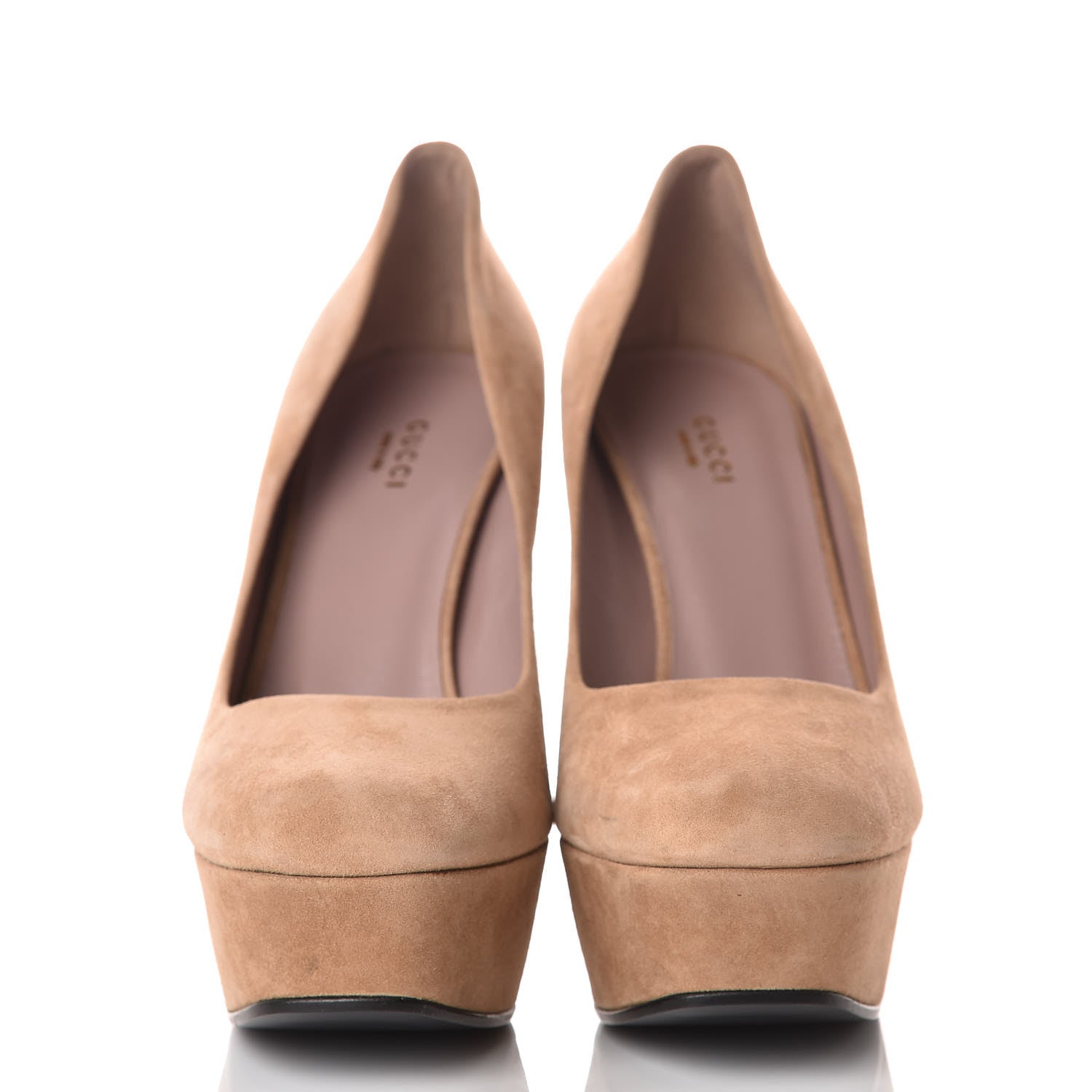 Gucci Kid Scamosciato Platform Pumps 40.5 Camelia 2 of 18