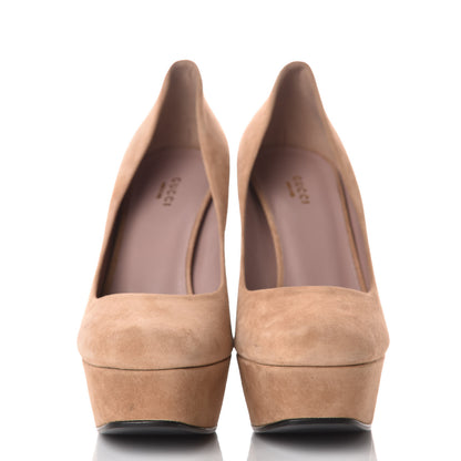 Gucci Kid Scamosciato Platform Pumps 40.5 Camelia 2 of 18
