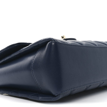 Chanel Lambskin Quilted Small Top Handle Square Flap Navy Blue 9 of 11