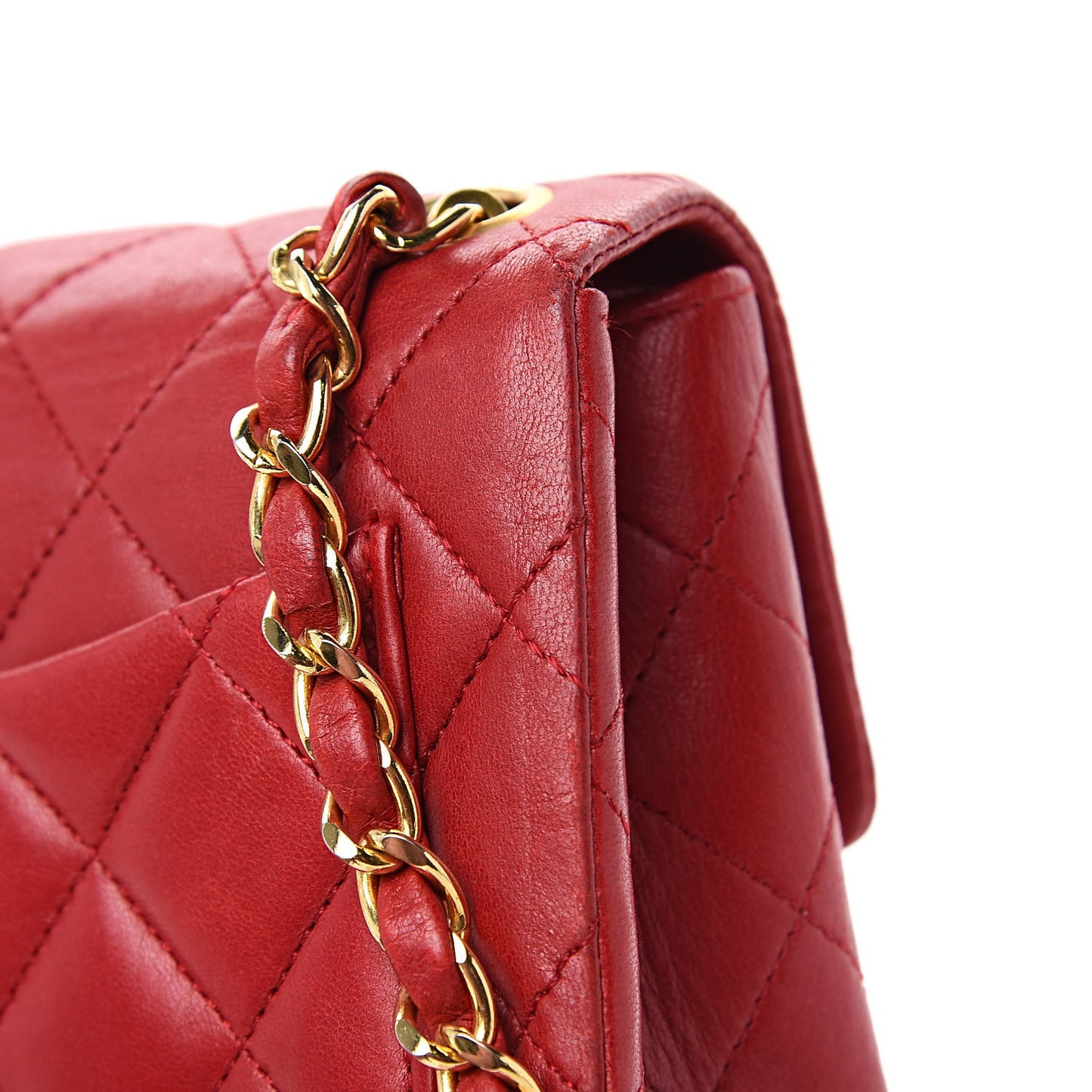 Lambskin Quilted Mini Square Flap Red