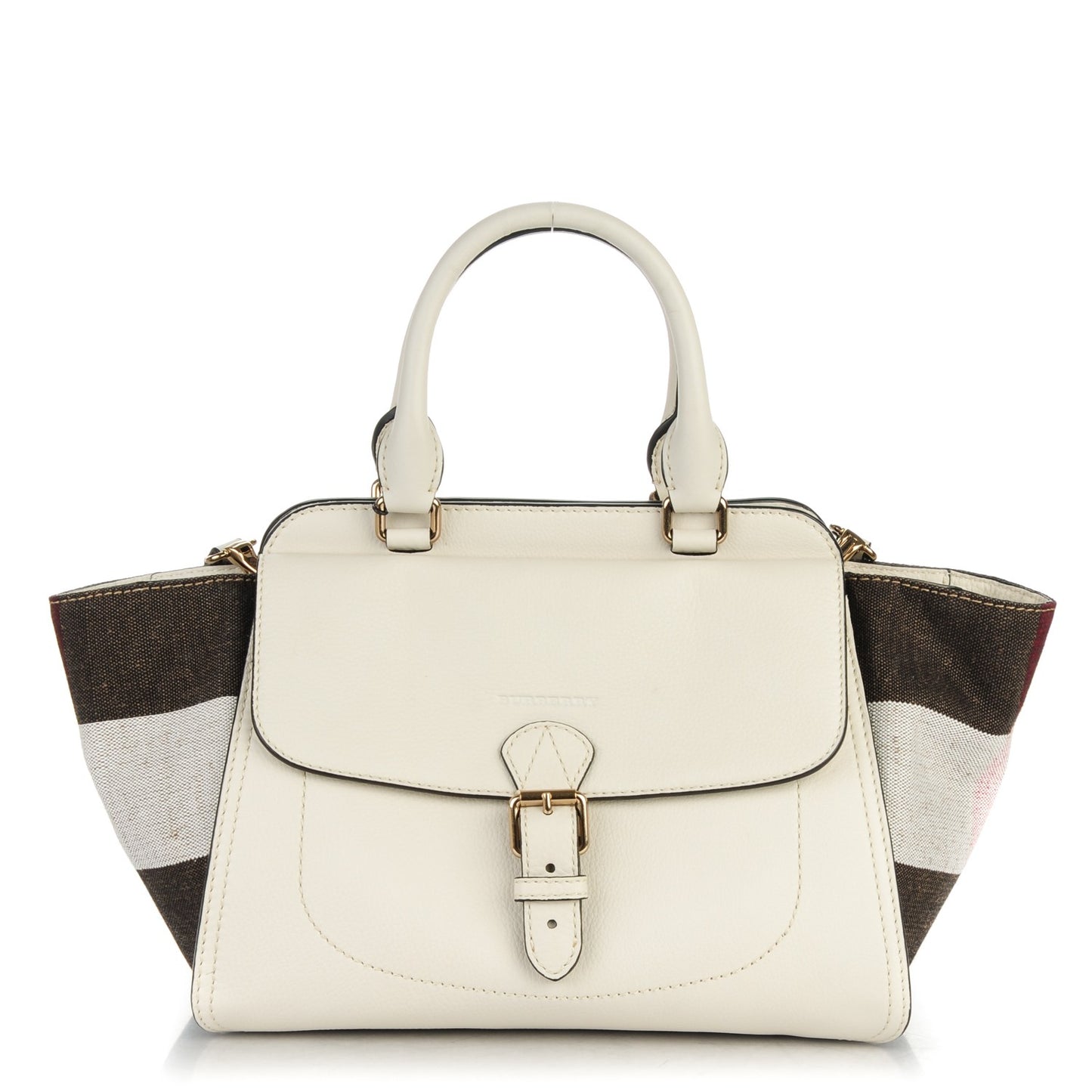 Mega Check Grained Calfskin Medium Harcourt Satchel White
