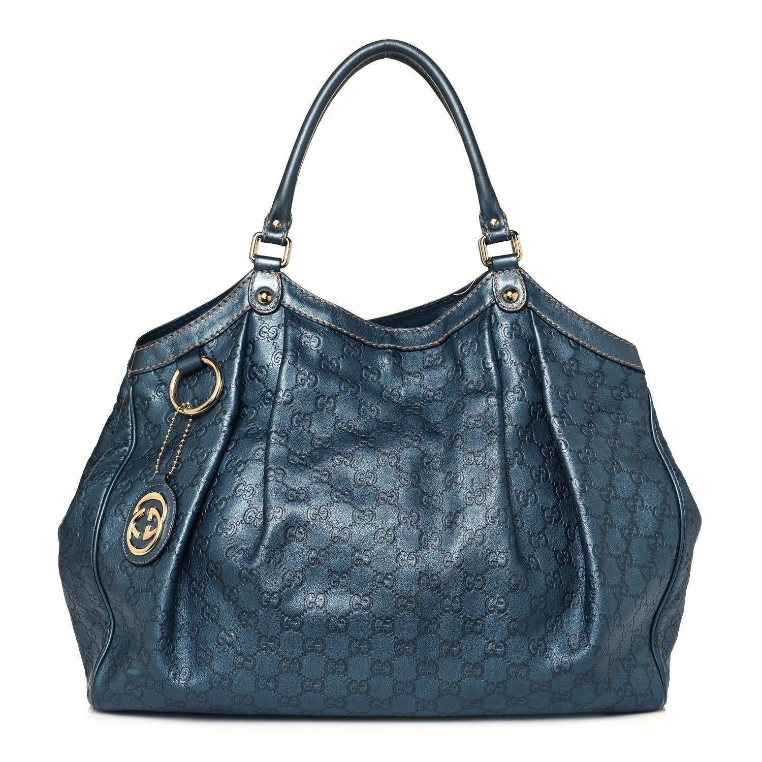 Gucci Metallic Guccissima Large Sukey Tote Blue 1 of 14