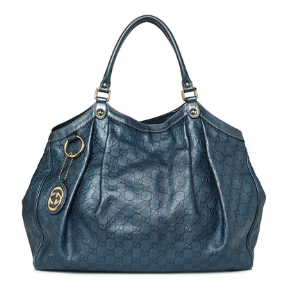 Gucci Metallic Guccissima Large Sukey Tote Blue 1 of 14