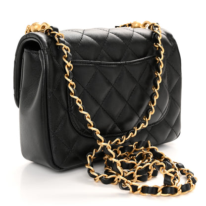 Chanel Shiny Lambskin Quilted Pearl Twist Mini Square Flap Black 3 of 11