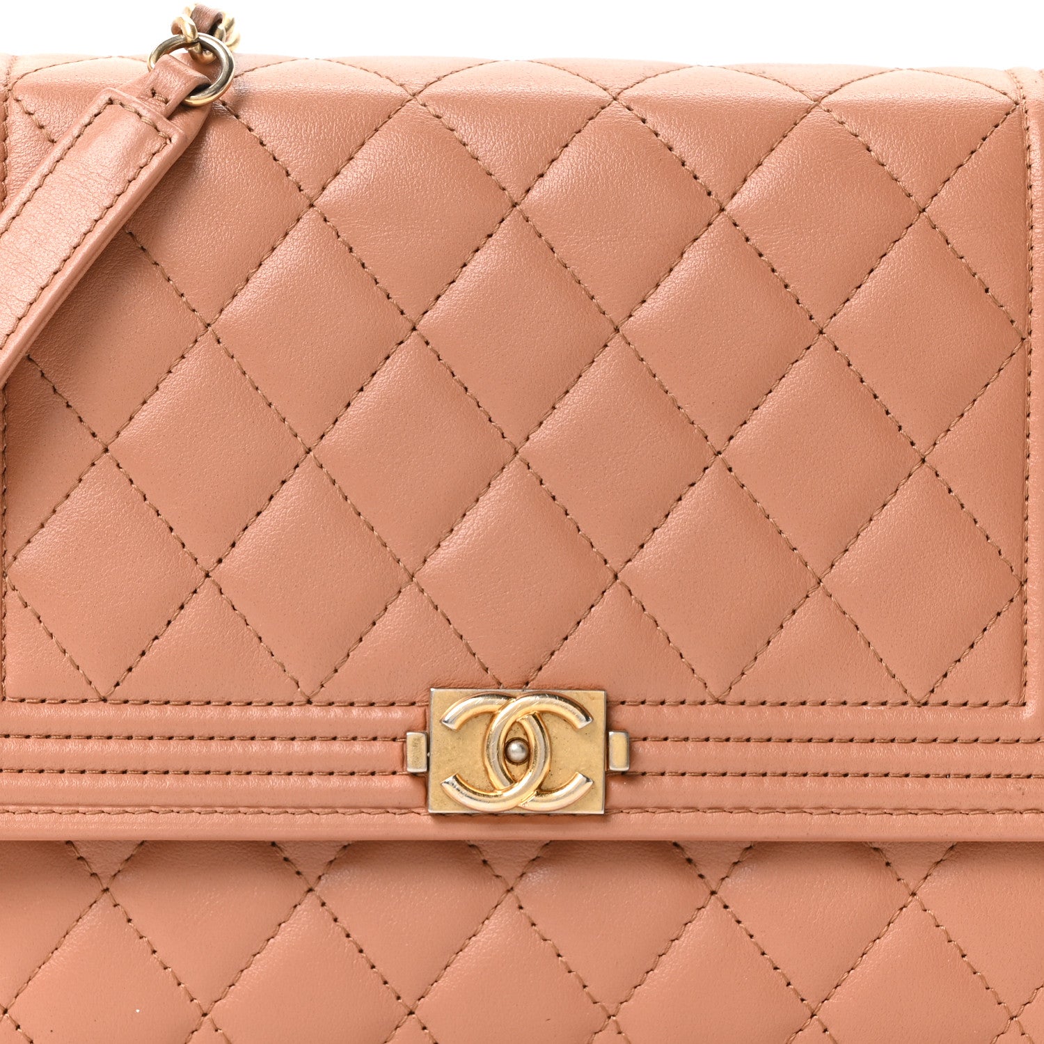 Chanel Calfskin Quilted Boy Square Wallet on Chain WOC Brown 9 of 12