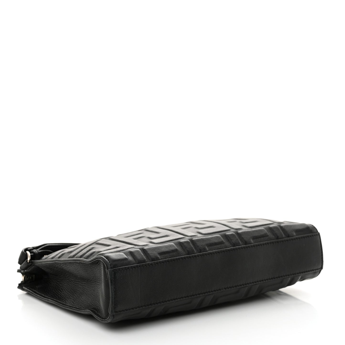 Vitello Grace FF 1974 Embossed Flat Pouch Black