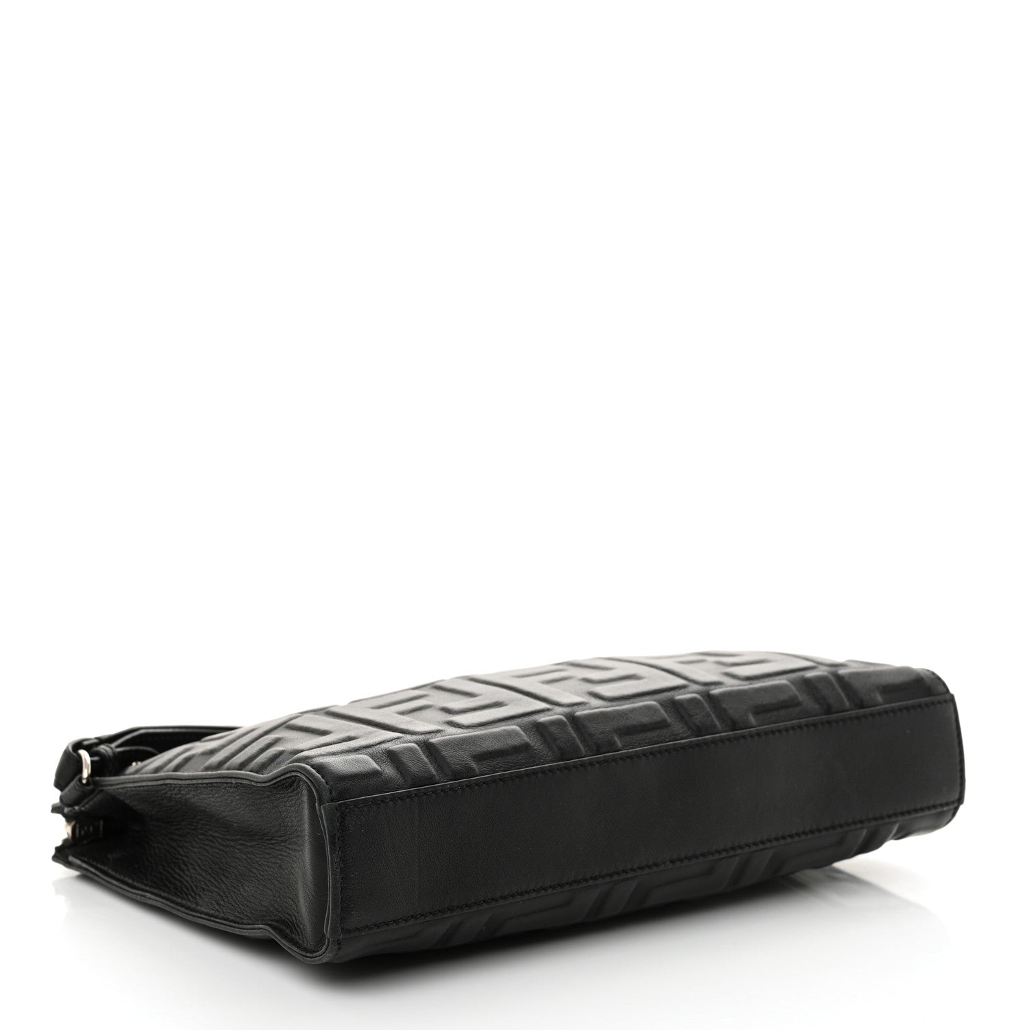 Fendi Vitello Grace FF 1974 Embossed Flat Pouch Black 4 of 12