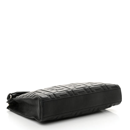 Fendi Vitello Grace FF 1974 Embossed Flat Pouch Black 4 of 12
