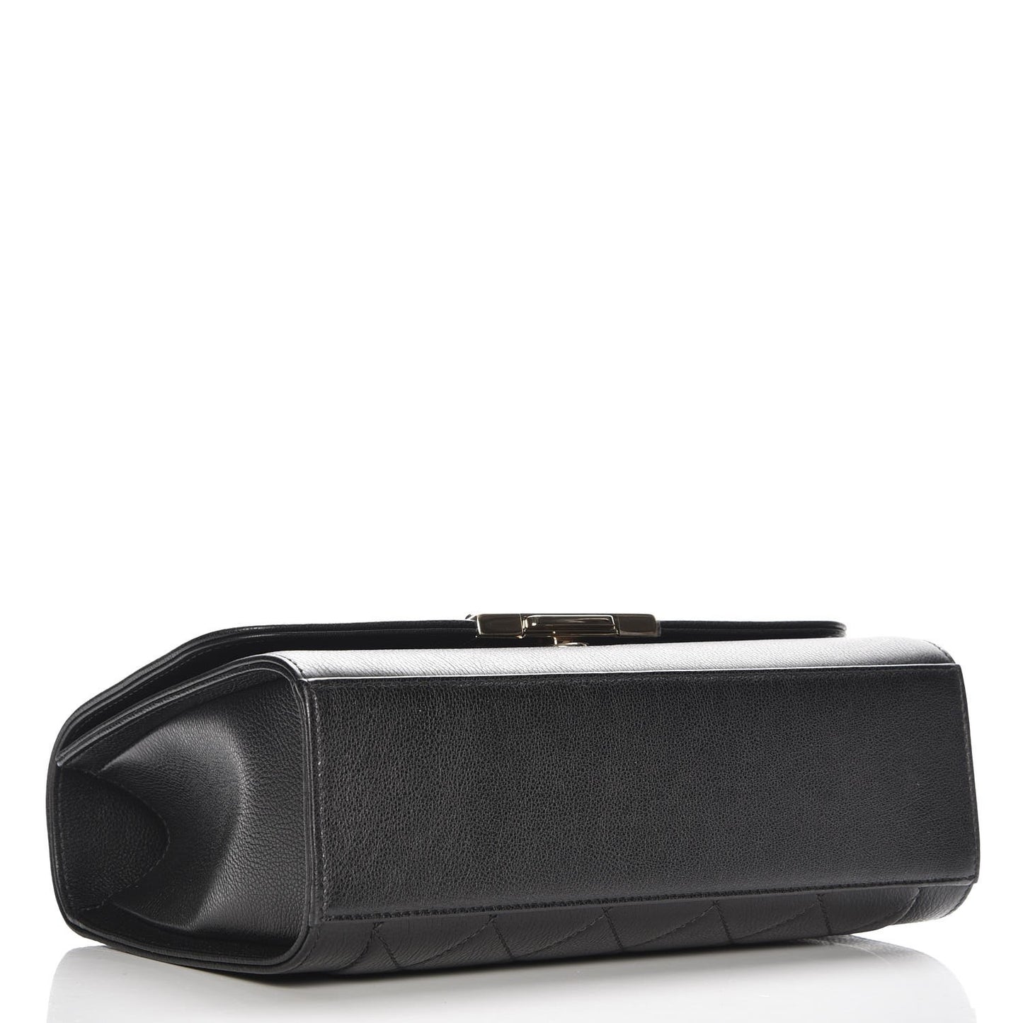 Grained Calfskin Quilted Medium Label Click Flap Bag Black