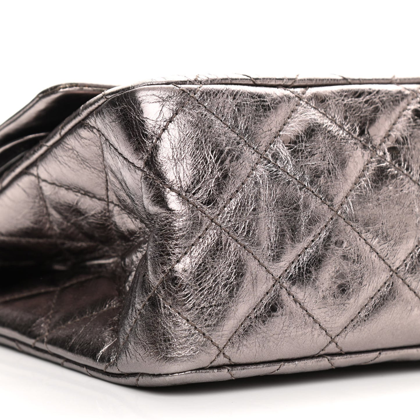 Metallic Aged Calfskin Quilted 2.55 Reissue 228 Flap Pewter