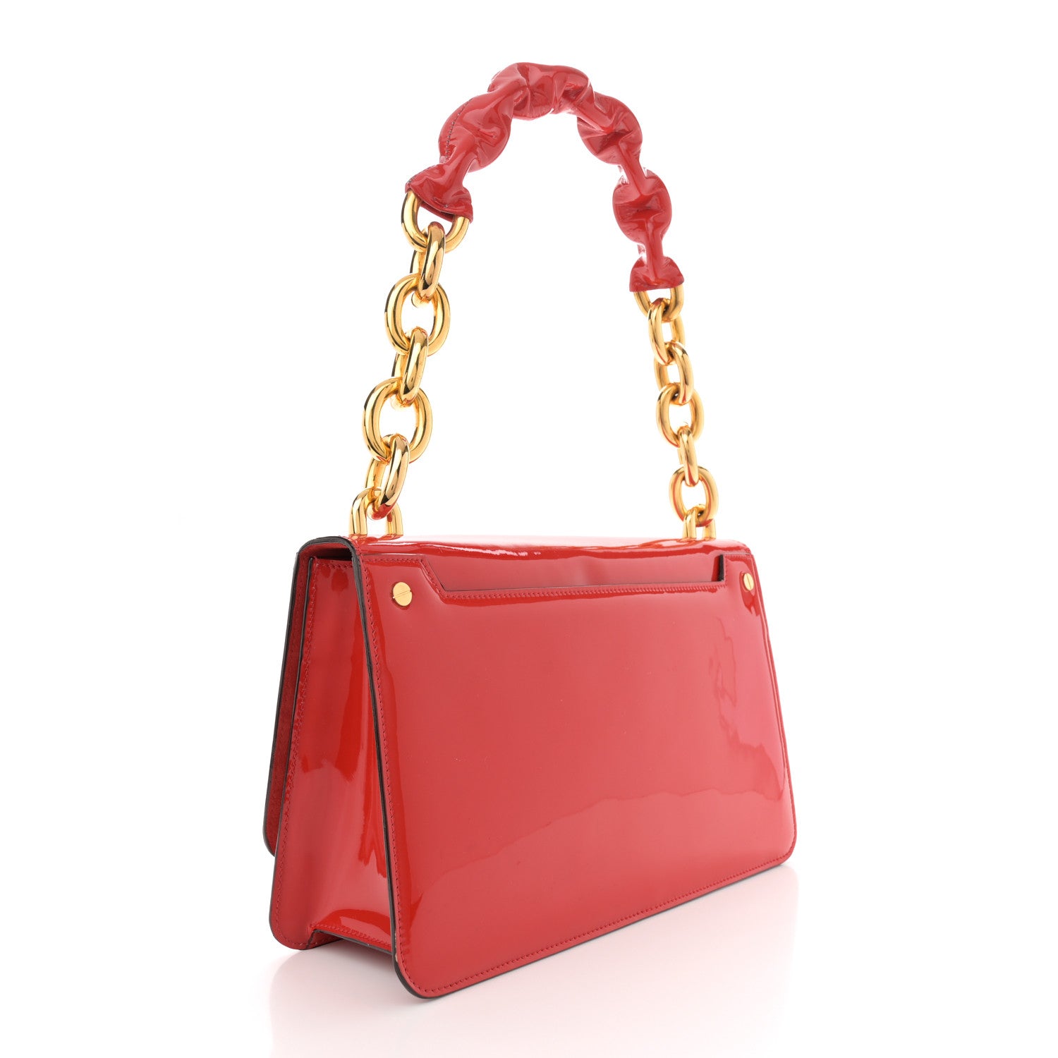 Tom Ford Patent Calfskin Maxi Chain Natalia Large Shoulder Bag Red 2 of 13