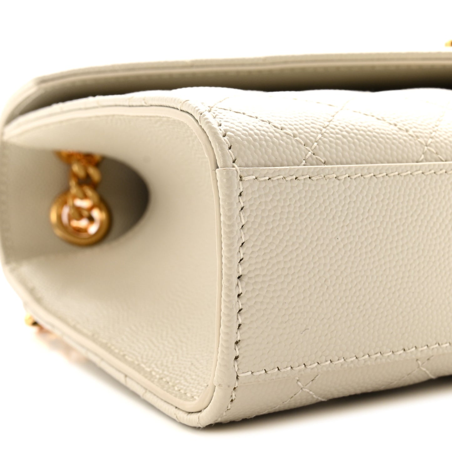 Grain De Poudre Textured Mixed Matelasse Medium Triquilt Monogram Satchel Crema Soft
