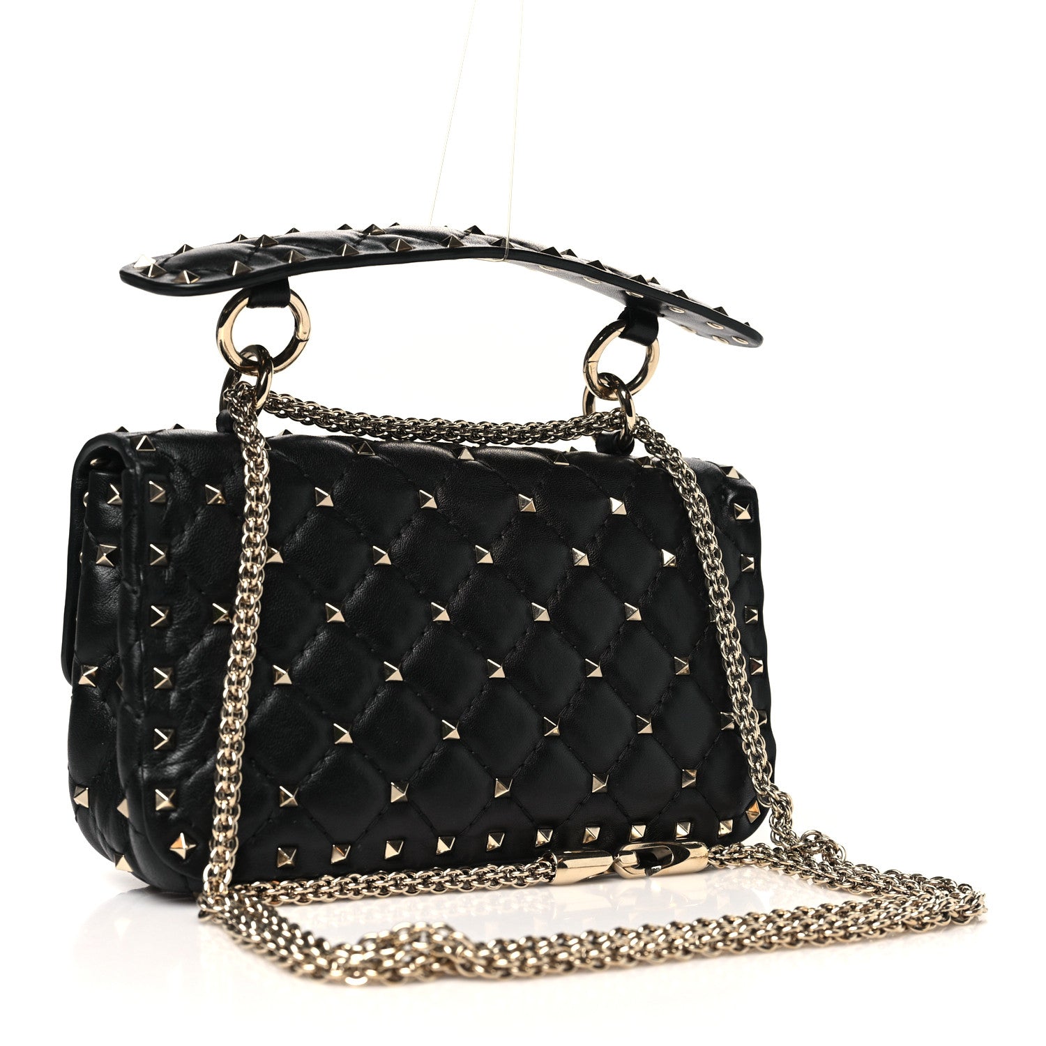 Valentino Garavani Lambskin Small Rockstud Spike Shoulder Bag Black 3 of 9