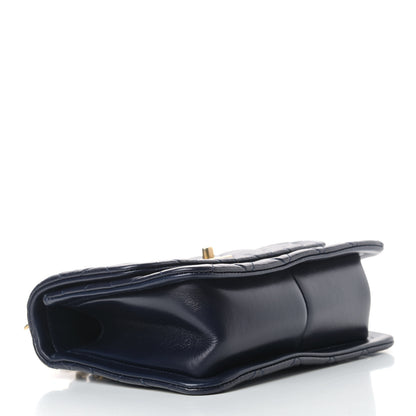 Chanel Shiny Lambskin Flap Clutch With Chain Bleu Marine 4 of 11