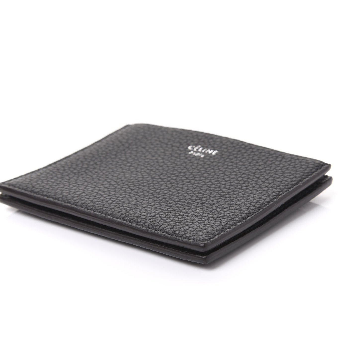 Drummed Calfskin Gusset Card Holder Black