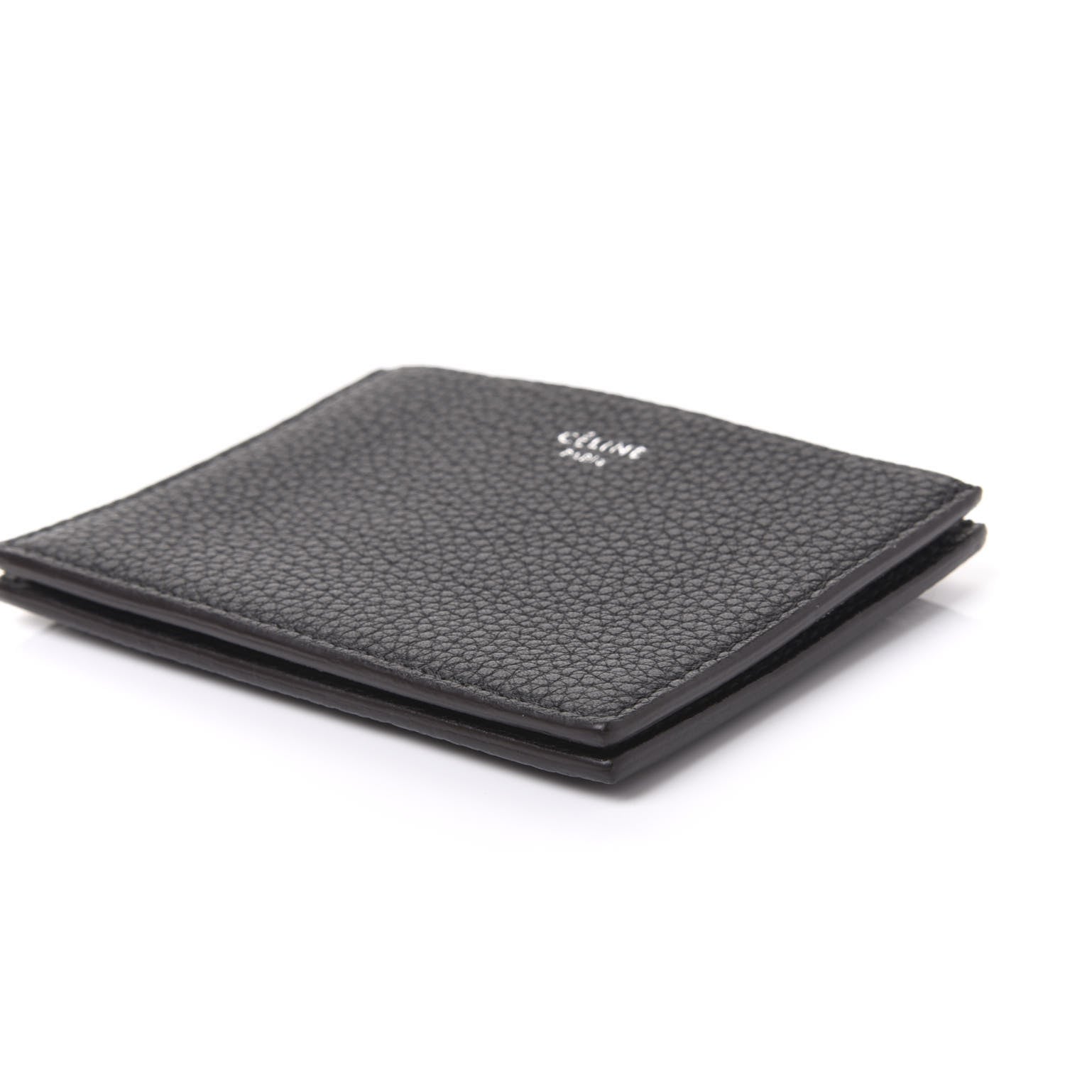 Celine Drummed Calfskin Gusset Card Holder Black 6 of 9