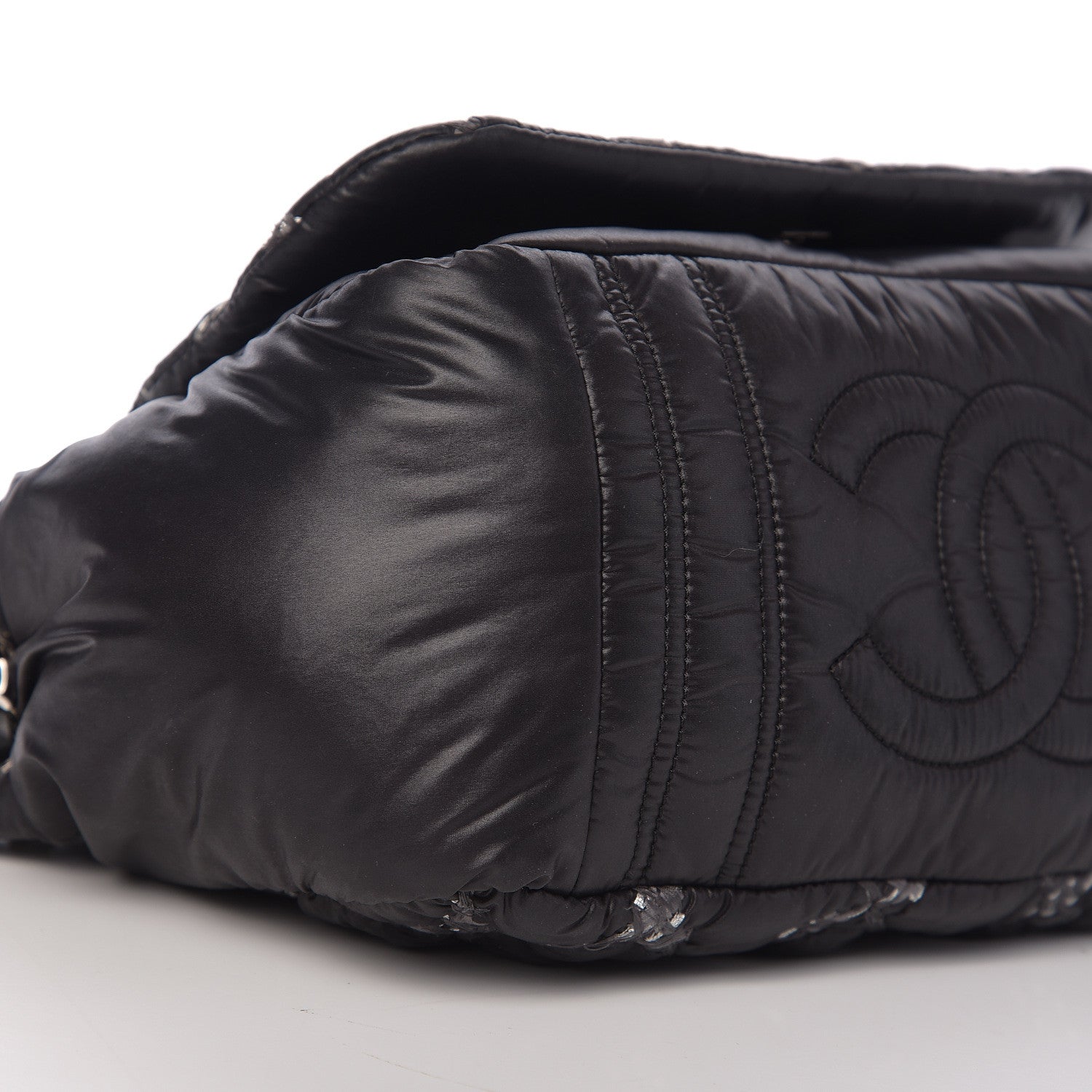 Chanel Nylon Quilted Tweed Stitch Bubble Flap Black 7 of 9