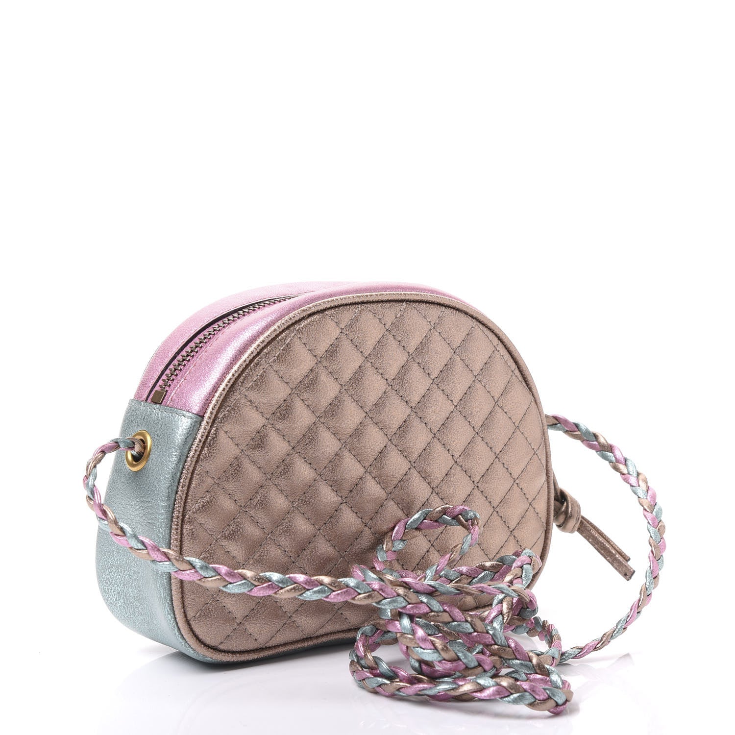 Gucci Laminated Nappa Trapuntata Mini Zumi Dome Shoulder Bag Rosa Lago Rame 2 of 9