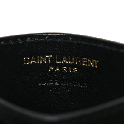 Saint Laurent Grain De Poudre Matelasse Chevron Monogram Credit Card Case Black 6 of 7