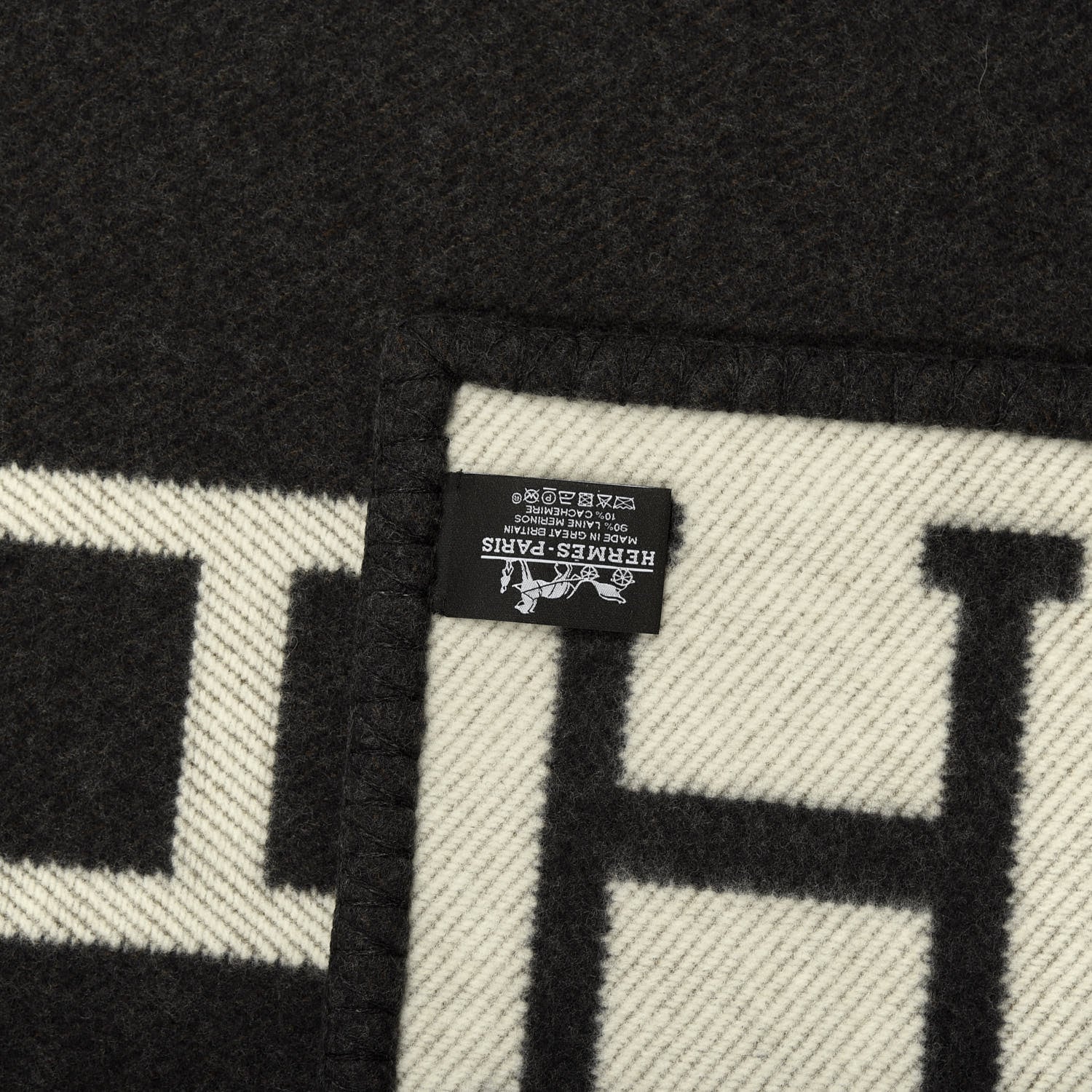 Hermes Wool Cashmere Avalon Blanket Ecru Gris Fonce 3 of 3