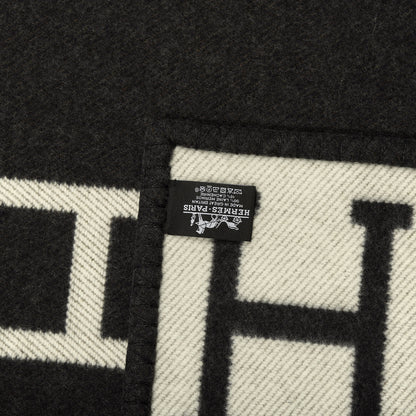 Hermes Wool Cashmere Avalon Blanket Ecru Gris Fonce 3 of 3