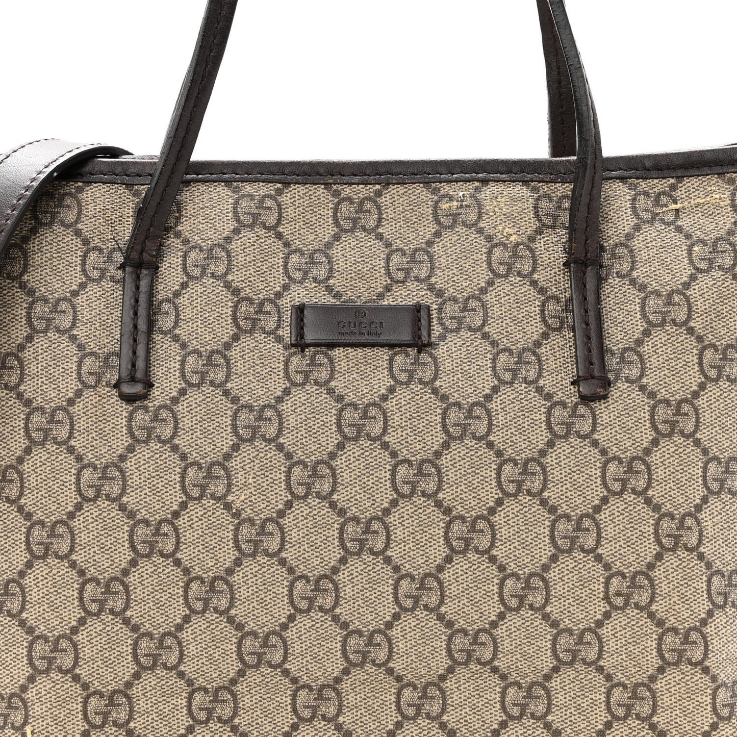 GG Supreme Monogram Small Zippered Tote Dark Brown