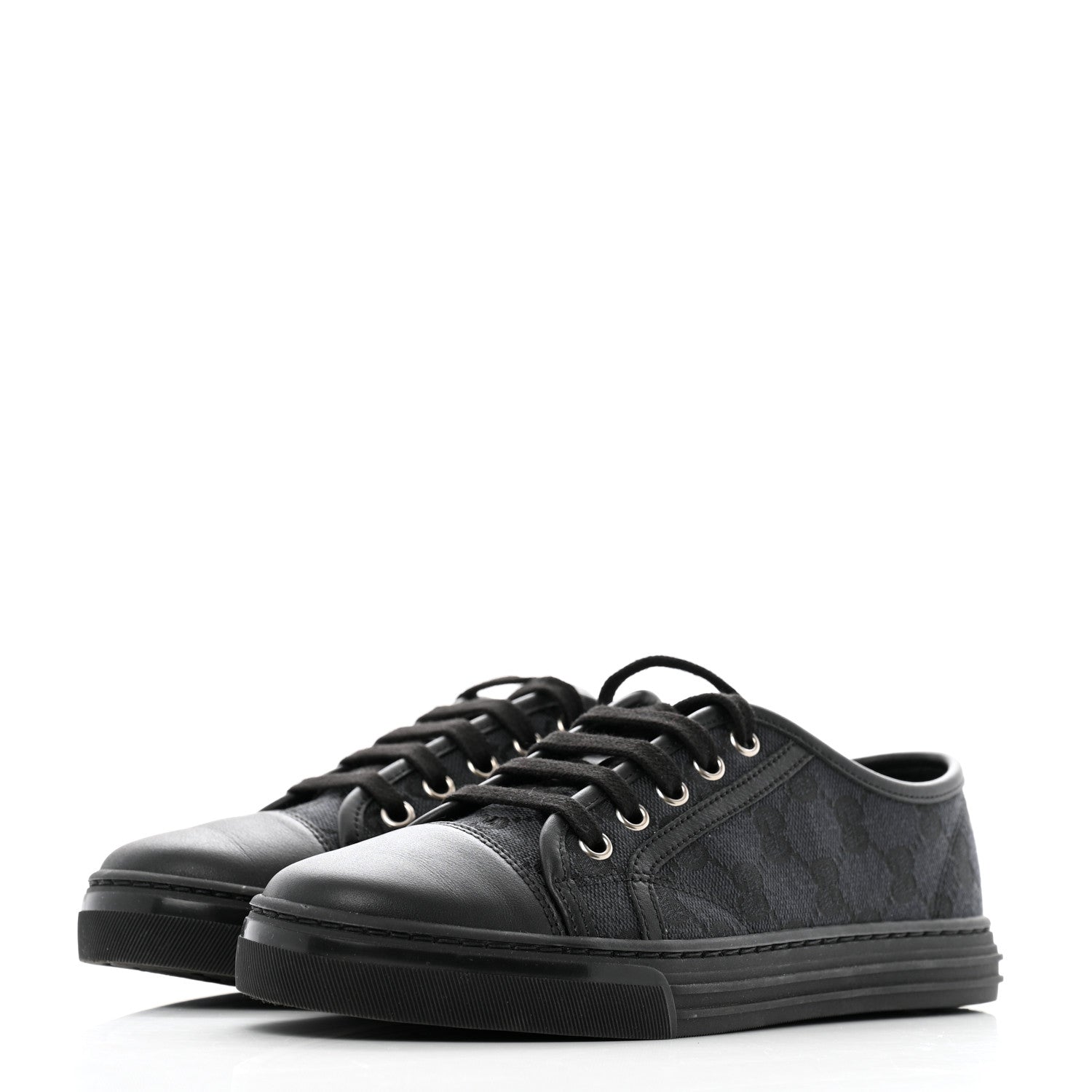 Gucci GG Monogram Calfskin Womens Low Top Sneakers 36 Piombo Black 4 of 11