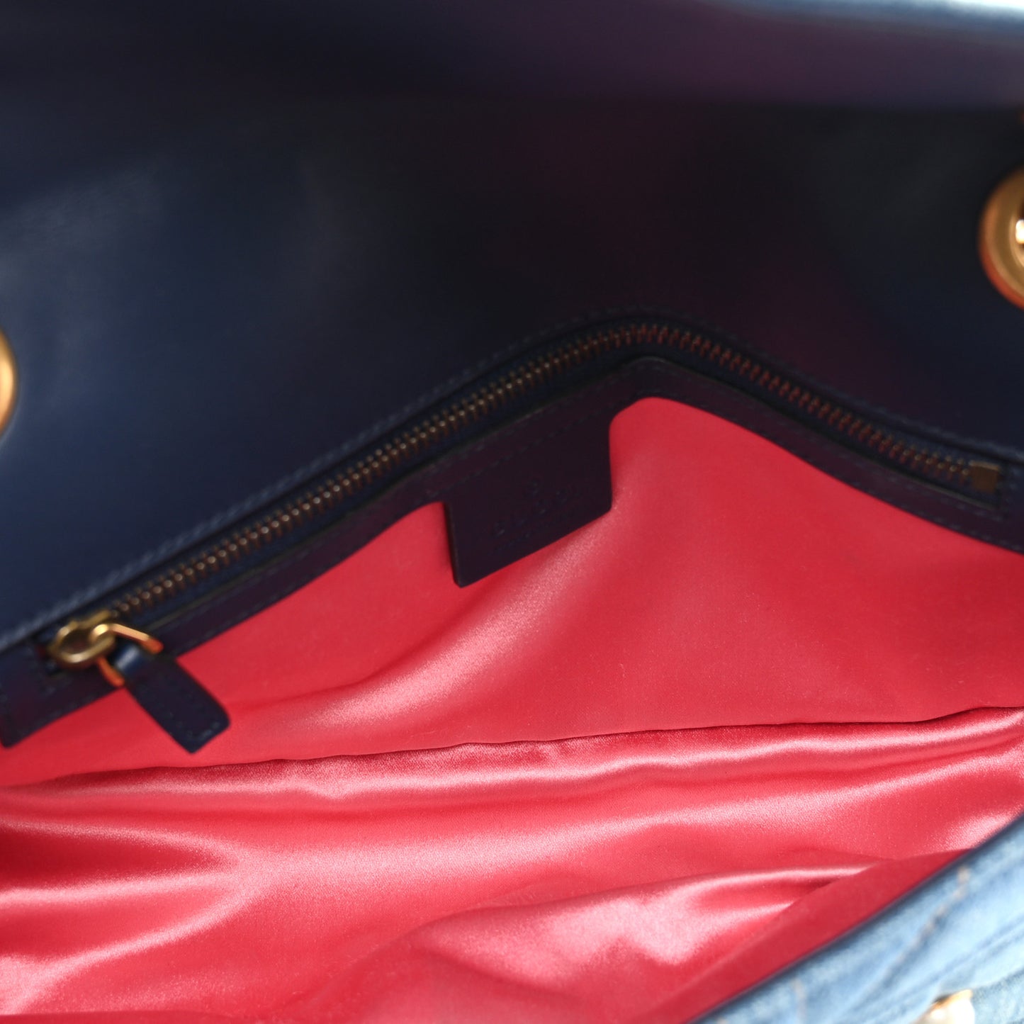 Denim Matelasse Pearl Studded Small GG Marmont Shoulder Bag Blue