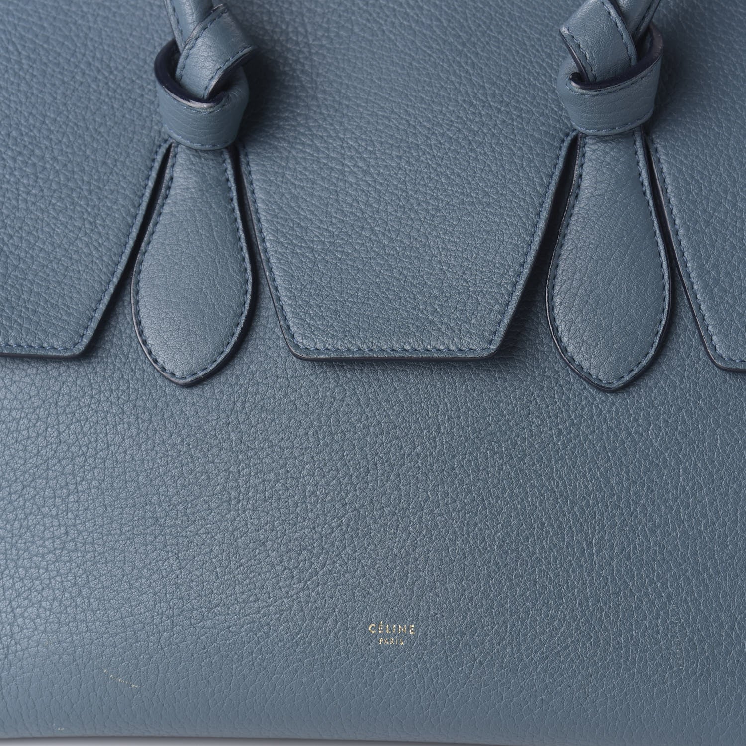 Celine Grained Calfskin Small Tie Knot Tote Denim 9 of 12