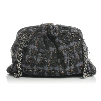 Chanel Tweed Paris NY Framed Pleated Pouch Bag Grey 1 of 9