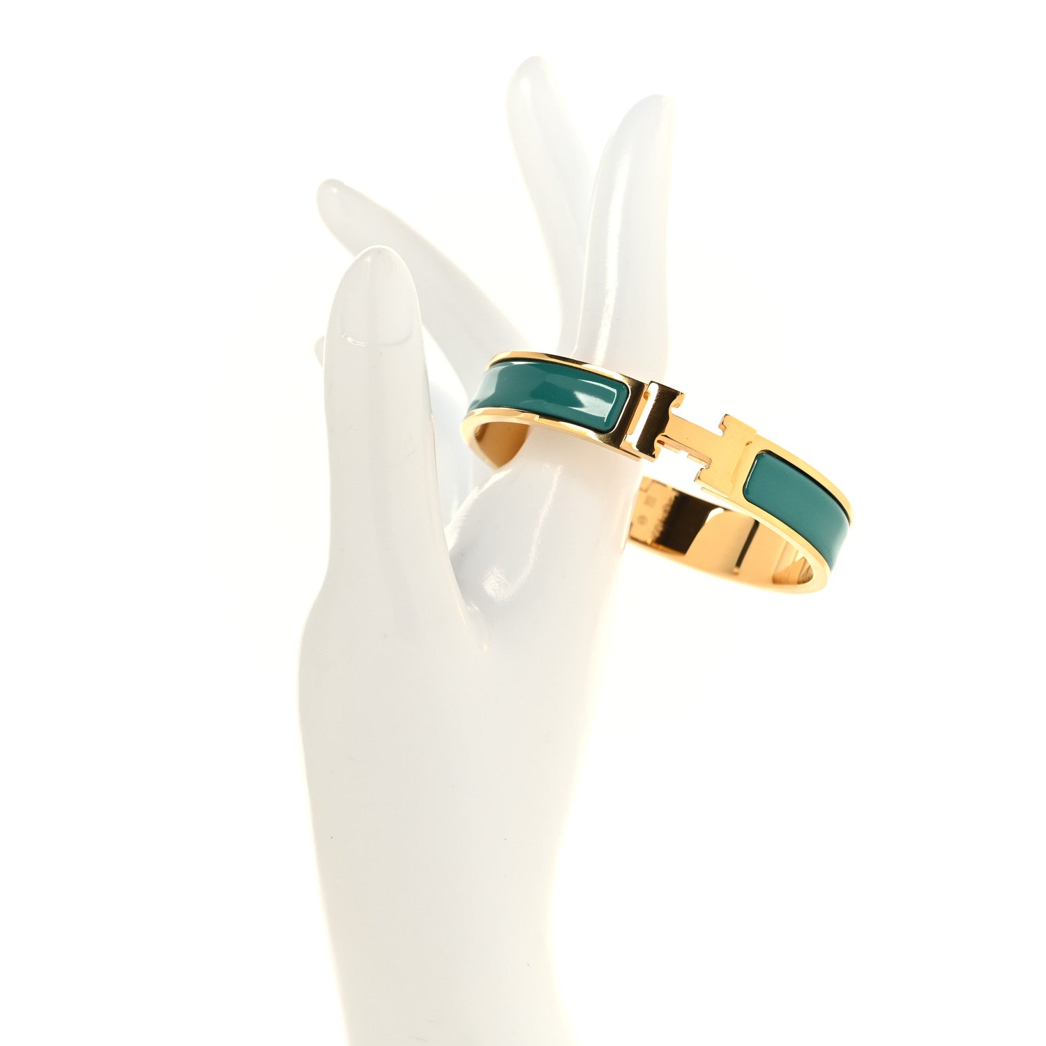 Hermes Enamel Narrow Clic Clac H Bracelet PM Emeraude 2 of 5