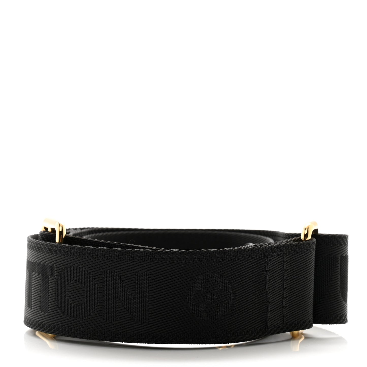 Nylon Calfskin Bubblegram Wallet Strap Black