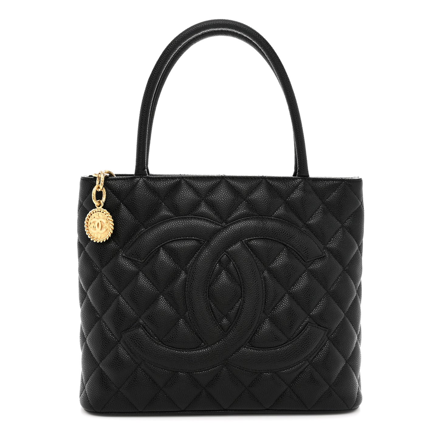 Caviar Quilted Medallion Tote Black
