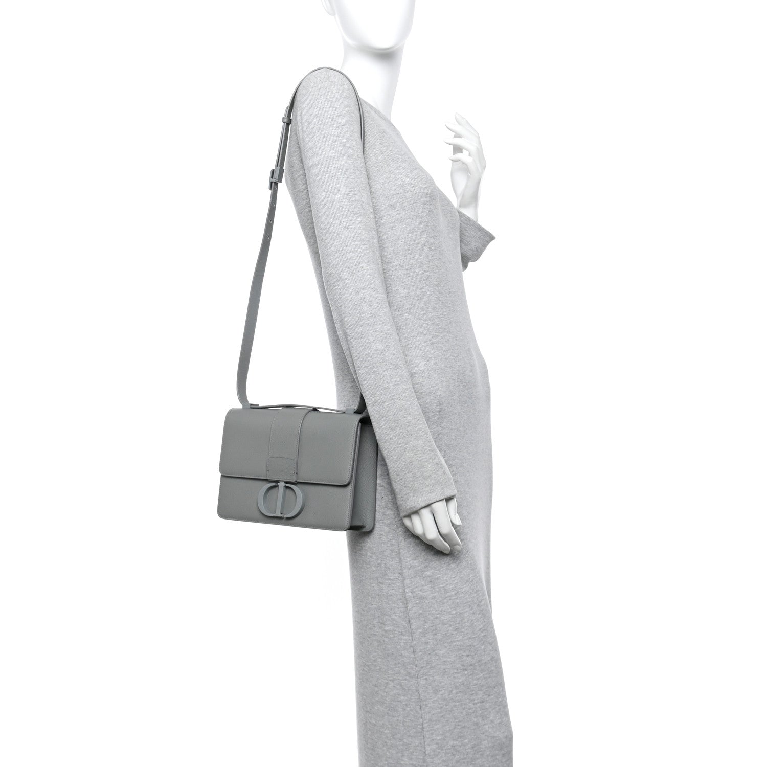 Christian Dior Ultra Matte Grained Calfskin 30 Montaigne Flap Bag Grey 2 of 10