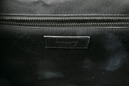 Saint Laurent Grain De Poudre Textured Mixed Matelasse Large Triquilt Monogram Monochrome Satchel Black 6 of 10