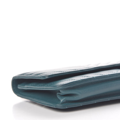 Chanel Lambskin Chevron Quilted Wallet On Chain WOC Blue 6 of 15