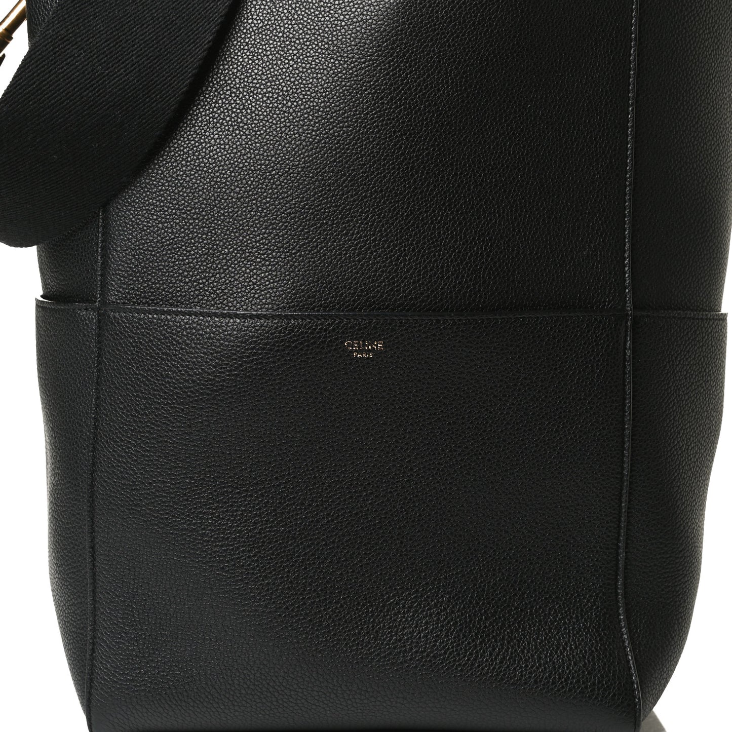 Soft Grained Calfskin Sangle Bucket Bag Black