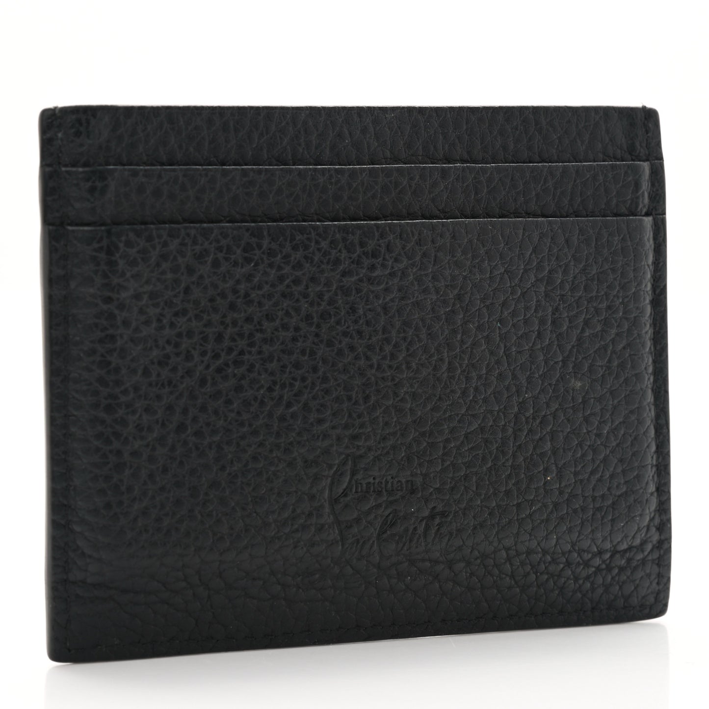 Grained Calfskin Kios Star Studded Card Holder Black