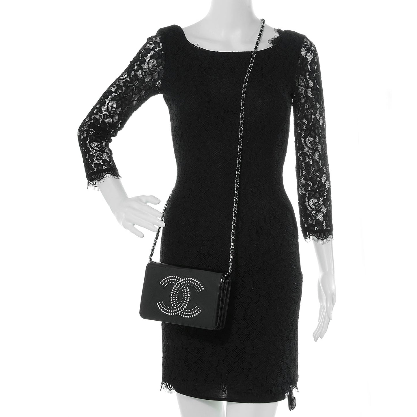 Patent Strass Wallet On Chain Black