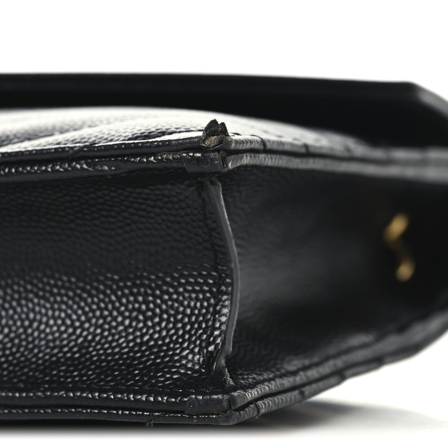 Grain De Poudre Matelasse Chevron Monogram Envelope Chain Wallet Black