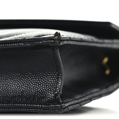 Saint Laurent Grain De Poudre Matelasse Chevron Monogram Envelope Chain Wallet Black 9 of 9