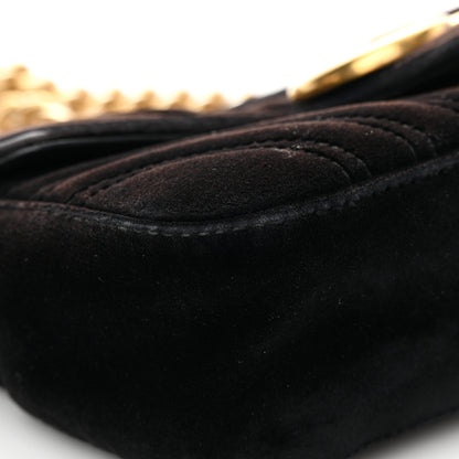 Gucci Velvet Matelasse Mini GG Marmont Shoulder Bag Black 9 of 25