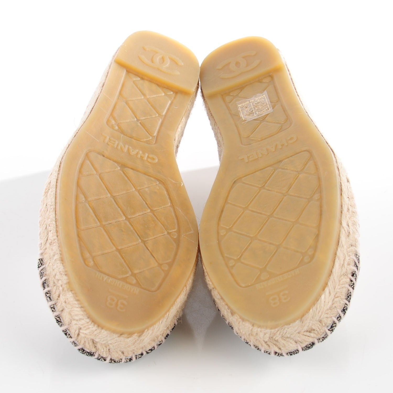 Chanel Toile Sequin CC Espadrilles 38 Beige Black 10 of 18